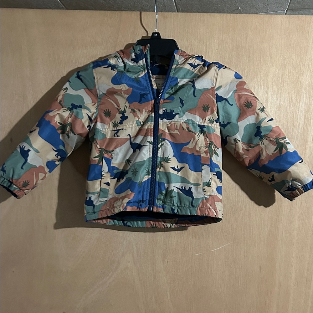 Carter’s Kids' Camo Hooded Fleece Lined Jacket with Dinosaur Print
